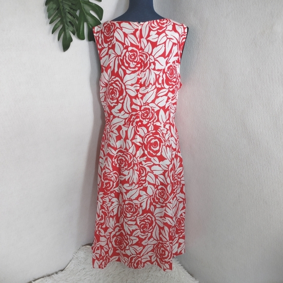 Talbots Red White Floral Silk Blend Dress - Picture 5 of 7